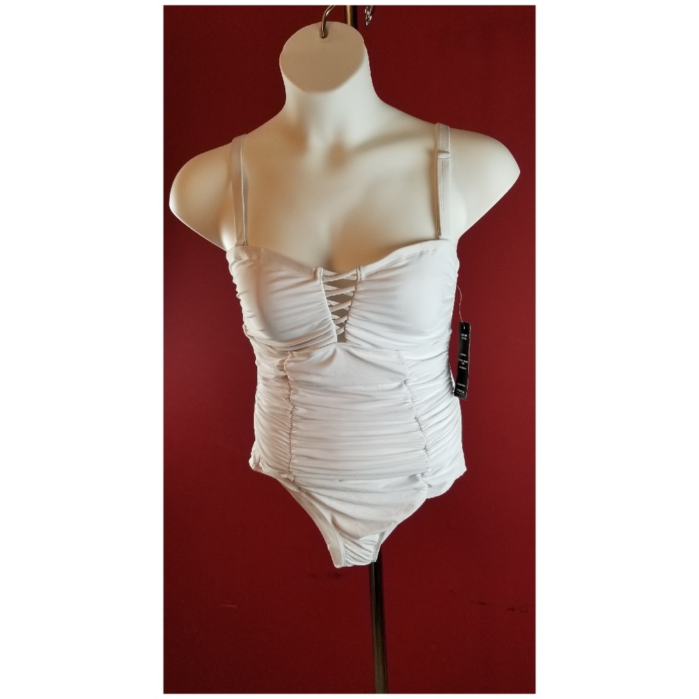 Torrid White Lattice Front One Piece swimsuit